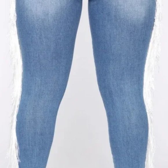 NWT AP Blue by Aphrodite Jeans with White Fringe Size 1X - Picture 5 of 12